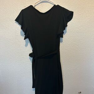 Elegant Black Ruffle Sleeve Dress